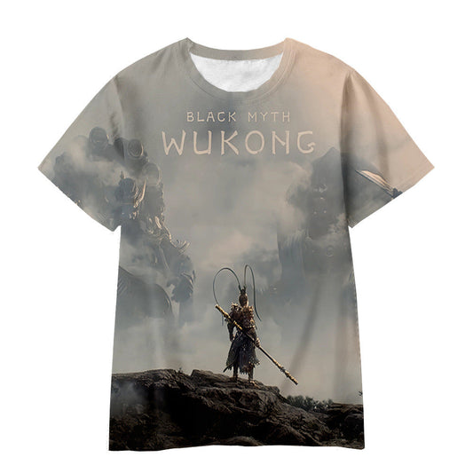 Black Myth Wukong T-Shirt Short Sleeve Round Neck - Kids & Adult Unisex YY10003